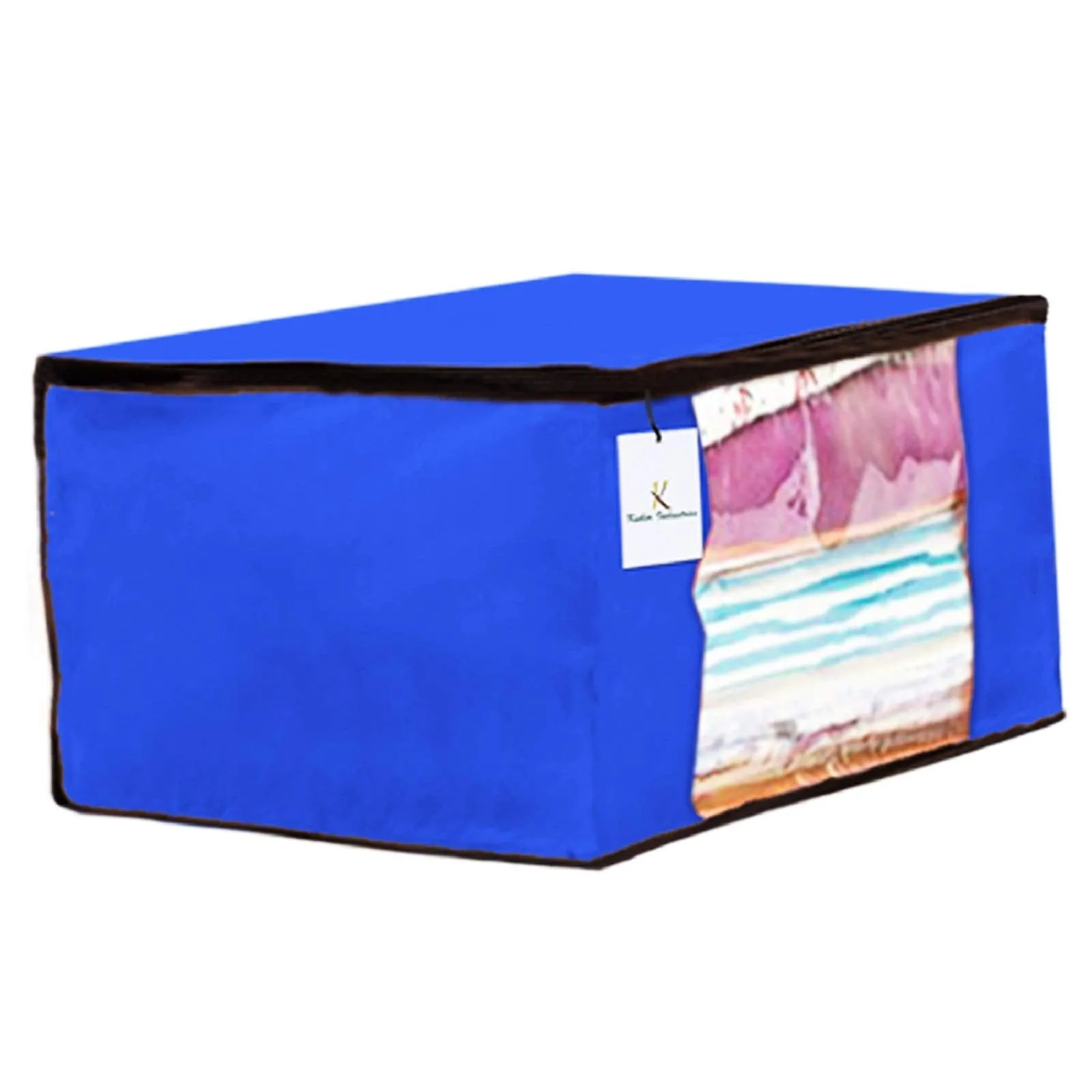 Kuber Industries 3 Piece Non Woven Fabric Transparent Window Saree Cover Set(Brown, Pink and Royal Blue)