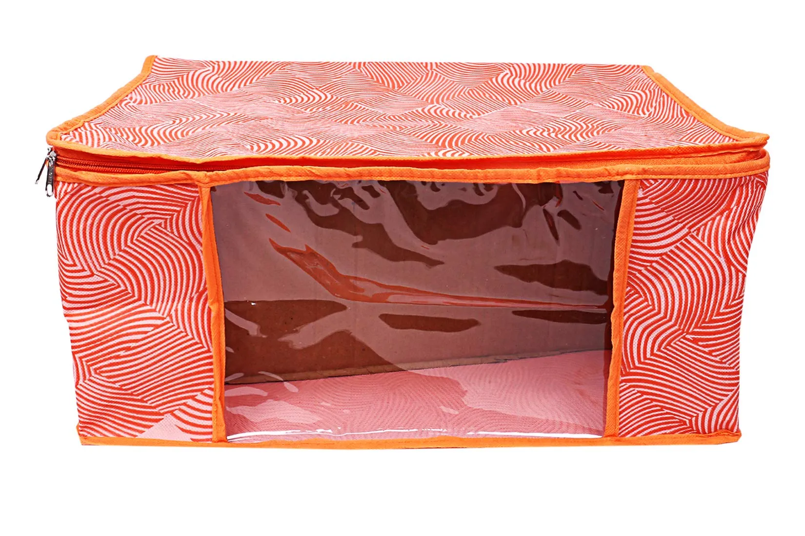 Kuber Industries Leheriya Design 4 Piece Non Woven Saree Cover, Large, Orange - CTKTC15193