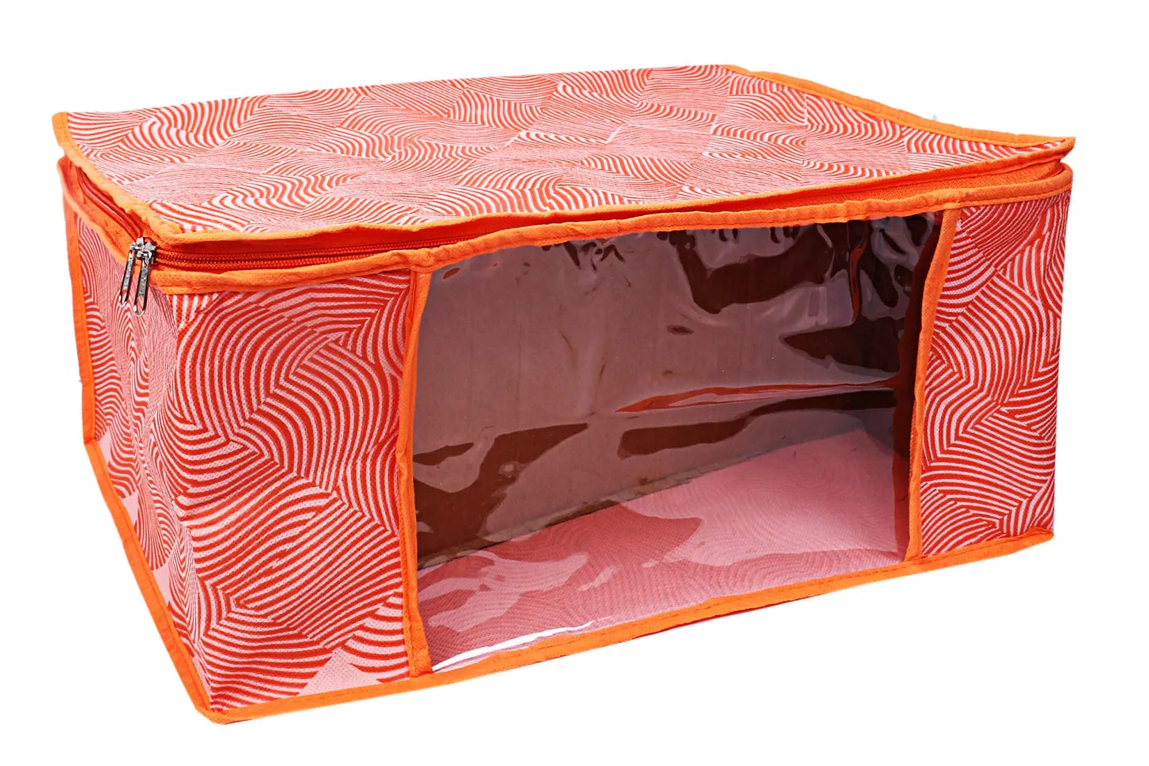 Kuber Industries Leheriya Design 4 Piece Non Woven Saree Cover, Large, Orange - CTKTC15193