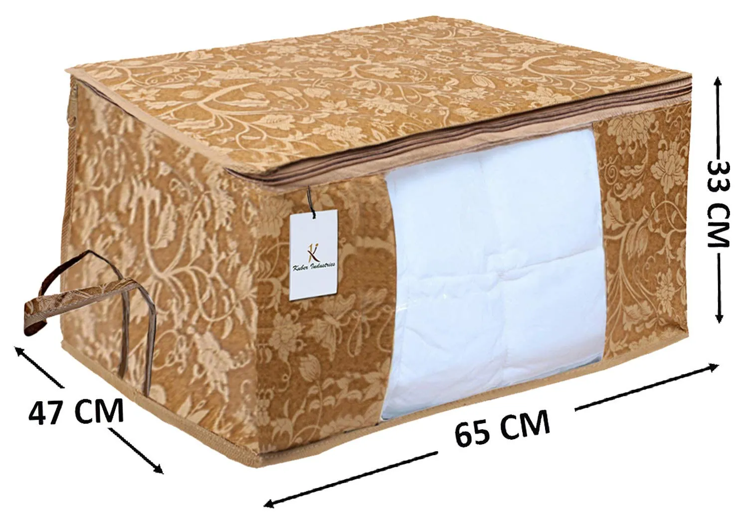 Kuber Industries Underbed Storage Bag, Storage Organiser, Blanket Cover Set of 3 - Beige, Extra Large Size, CTKUBM03