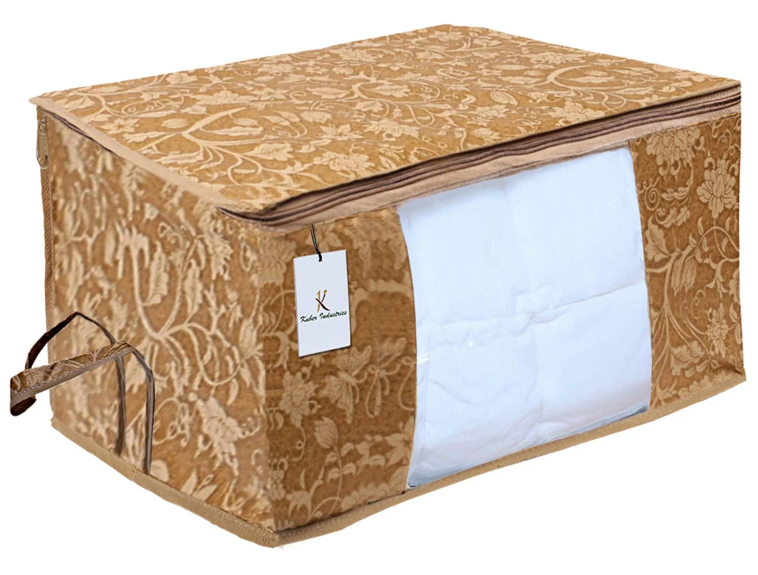 Kuber Industries Underbed Storage Bag, Storage Organiser, Blanket Cover Set of 3 - Beige, Extra Large Size, CTKUBM03