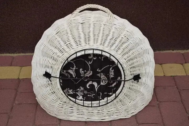 Large wicker white carrier with cushion