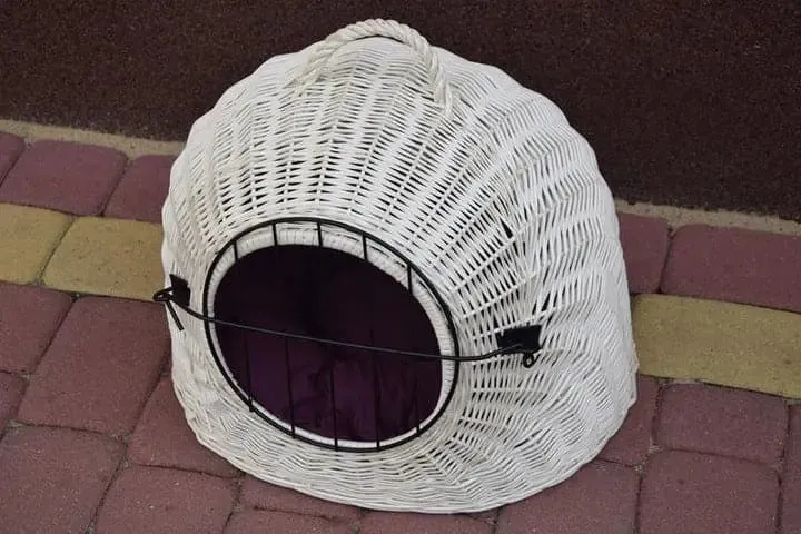 Large wicker white carrier with cushion