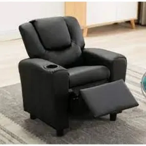 Leather Kids Reclining Seat With Cup Holder