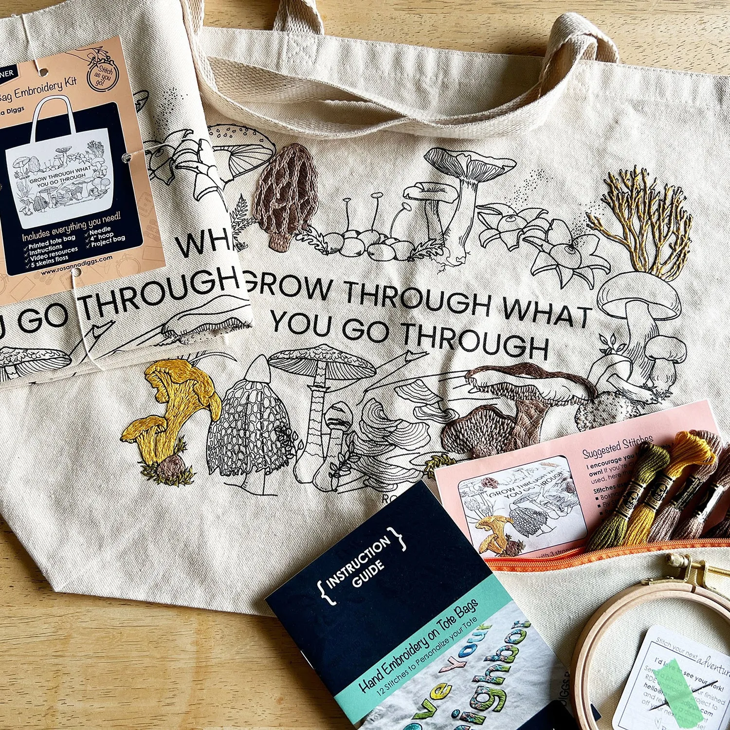 Mushroom Embroidery Tote Kit