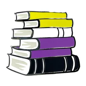 Non Binary Pride Stack Of Books Metal Lapel Pin Badge