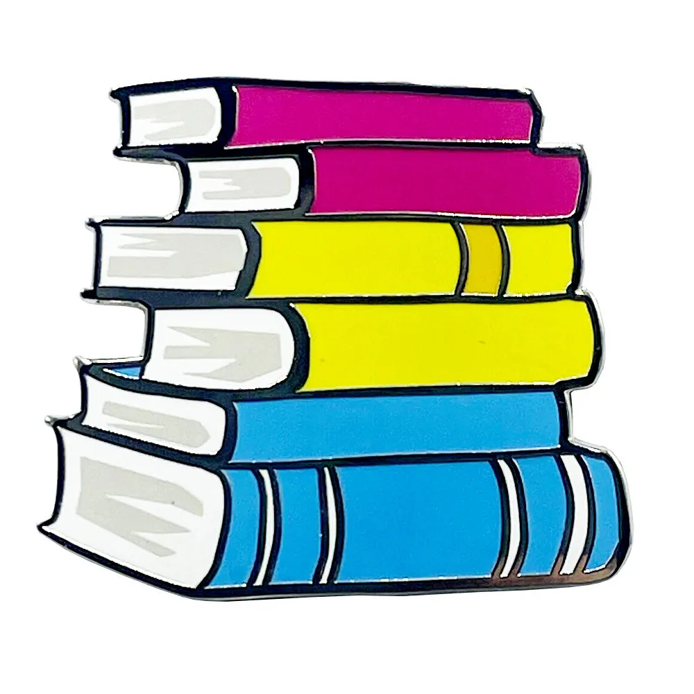 Pansexual Pride Stack Of Books Metal Lapel Pin Badge