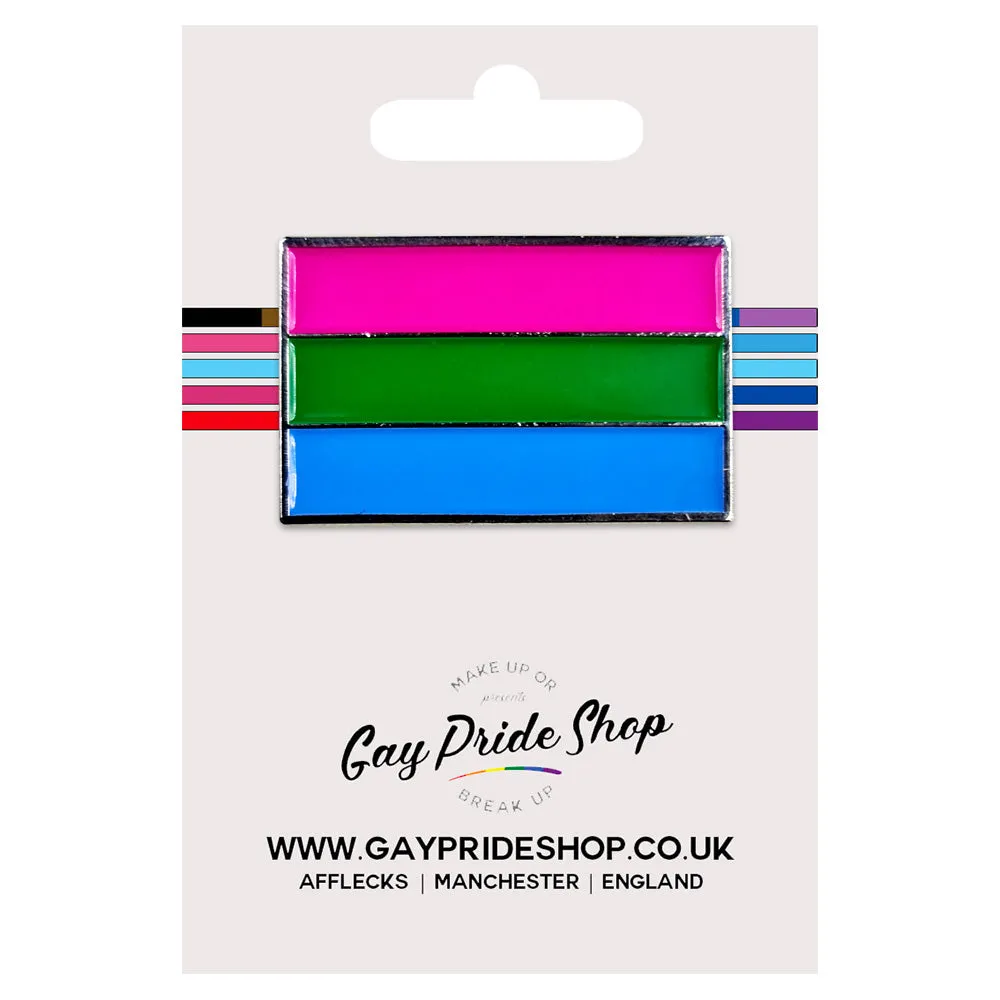 Polysexual Pride Flag Silver Metal Rectangle Lapel Pin Badge