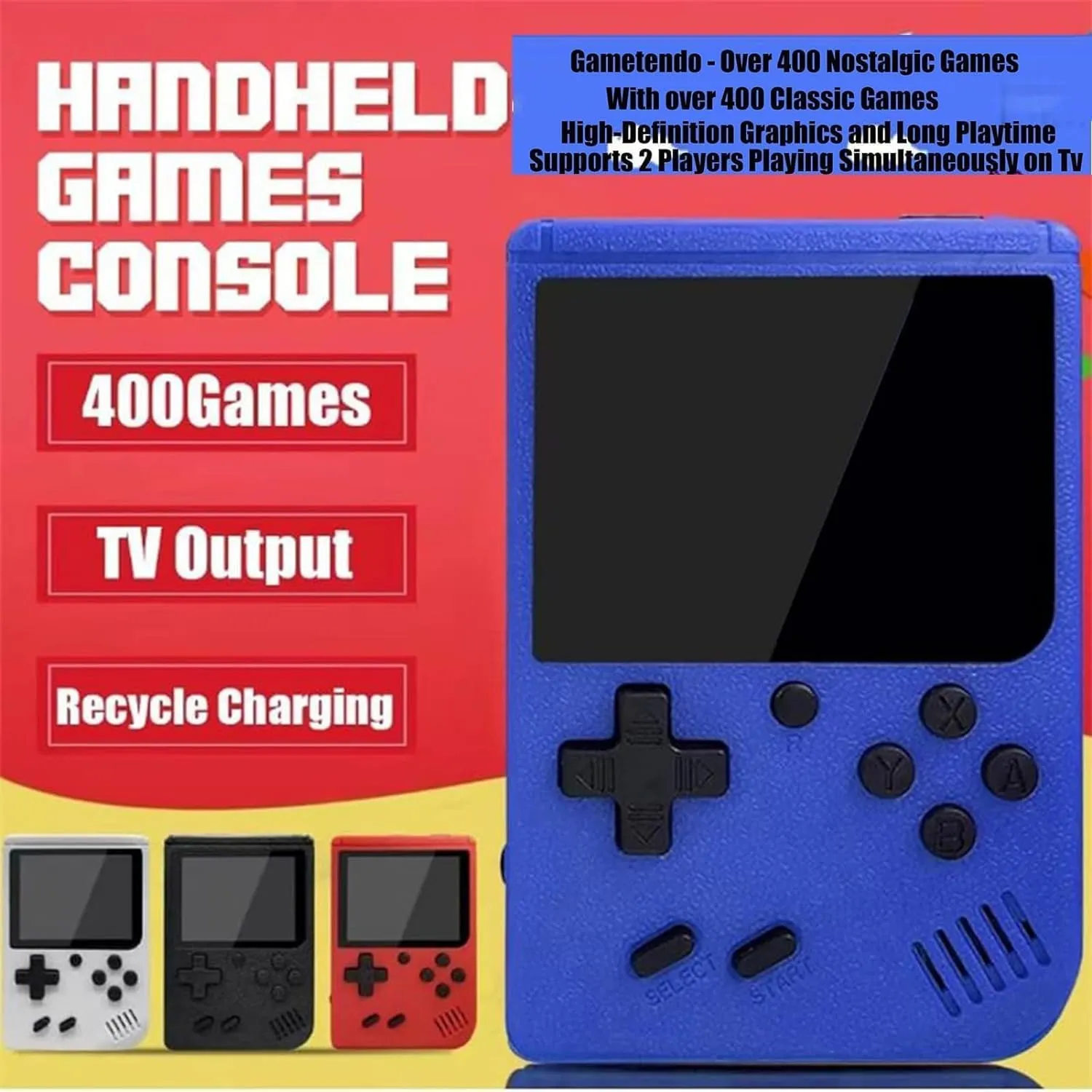 Retro Video Game with 400 Classic FC Games-Gray