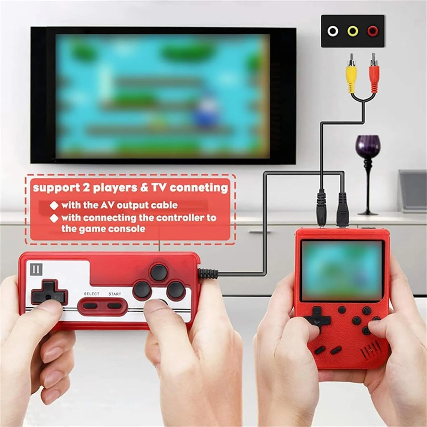 Retro Video Game with 400 Classic FC Games-Gray