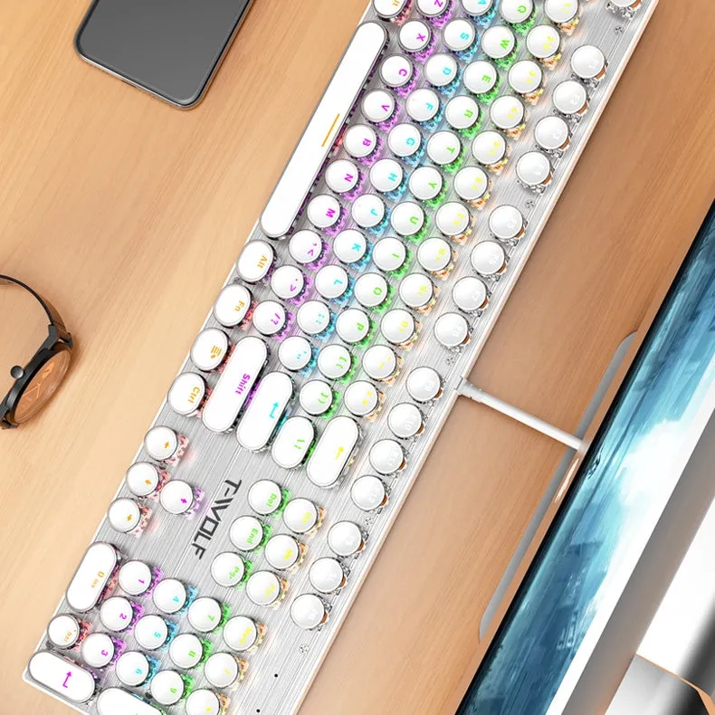 Spill Resistant Wired 104 Keys Gaming Keyboard with Multimedia Keys & RGB Backlit for Win / Mac