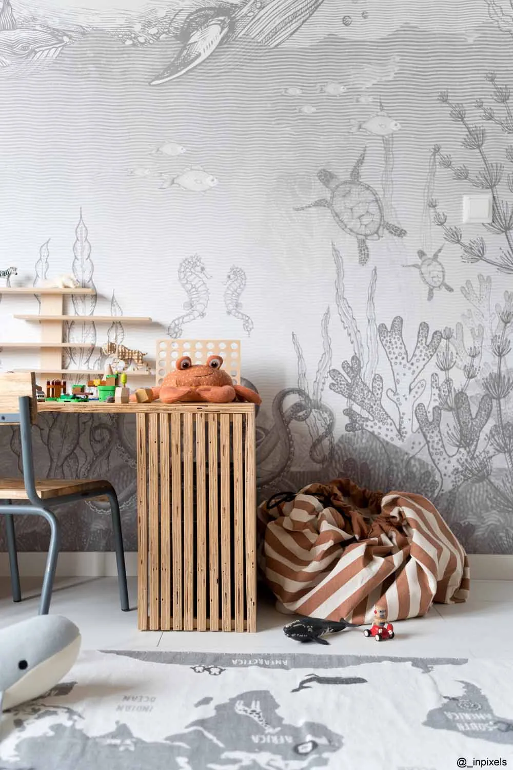 Stripes Brown Toy Storage Bag
