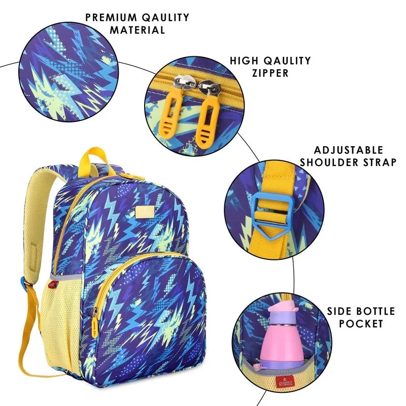 THE CLOWNFISH Cosmic Critters Series Printed Polyester 15 Litres Kids Backpack School Bag with Free Pencil Staionery Pouch Daypack Picnic Bag for Tiny Tots Of Age 5-7 Years (Blue - Diano)