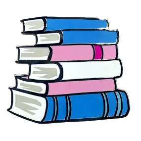 Transgender Pride Stack Of Books Metal Lapel Pin Badge