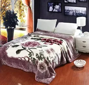 WINSTON HOME Cloudy Super Soft Fabric Floral Printed Mink Heavy Duty Luxury Ultra 2 Ply Double Bed Blanket for Heavy Winters with English Colors & Stylish Bag Packing (Multicolor)