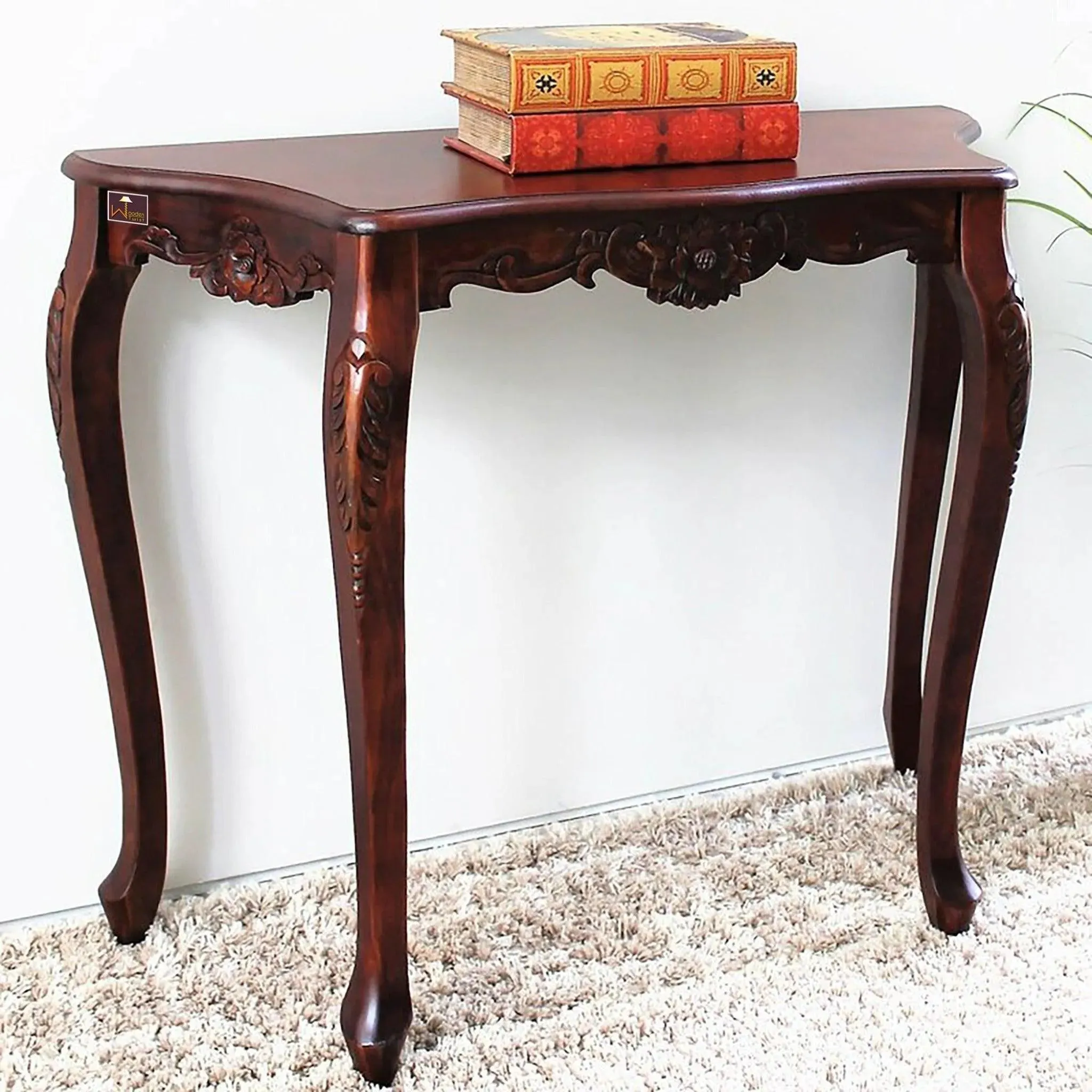 Wooden Twist Uzzy Hand Carved Teak Wood Console Table Royal Beautiful Design, Luxurious Home Decor for Living Room or Entryway