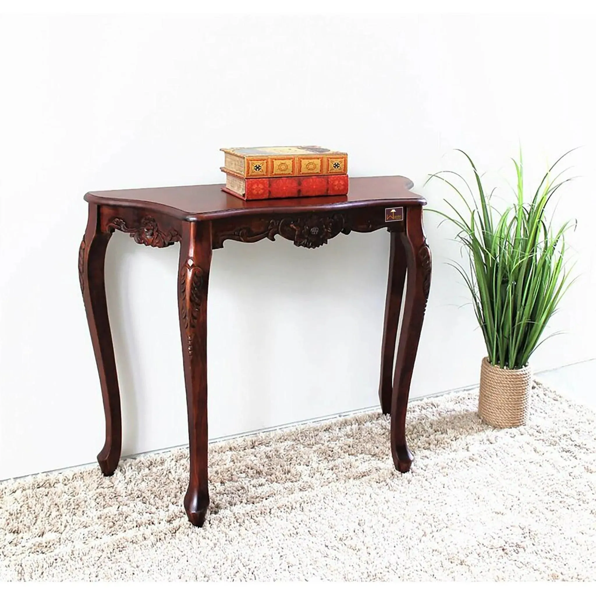 Wooden Twist Uzzy Hand Carved Teak Wood Console Table Royal Beautiful Design, Luxurious Home Decor for Living Room or Entryway