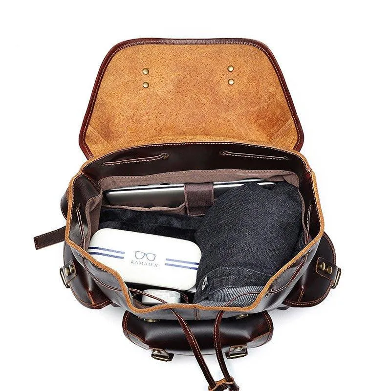 Woosir Men's Vintage Leather Backpack for 17 Inch Laptop