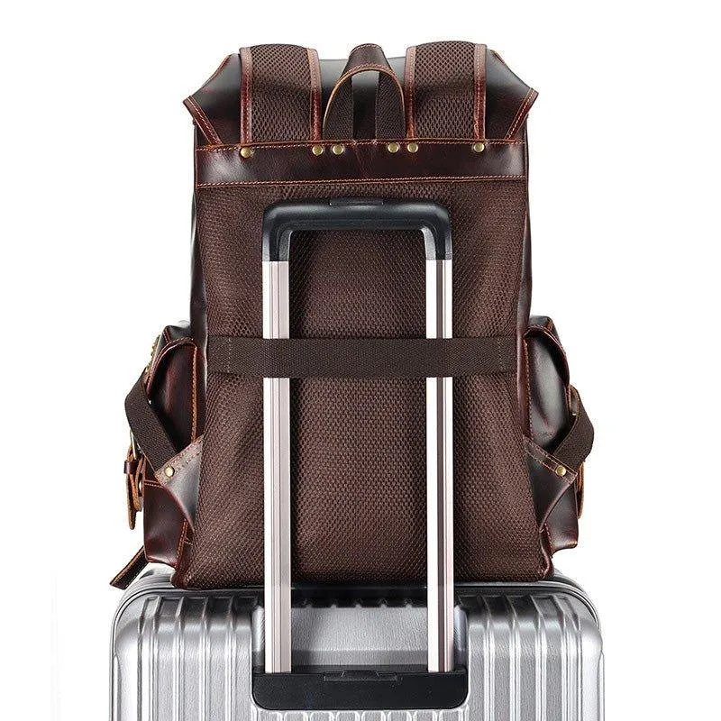 Woosir Men's Vintage Leather Backpack for 17 Inch Laptop