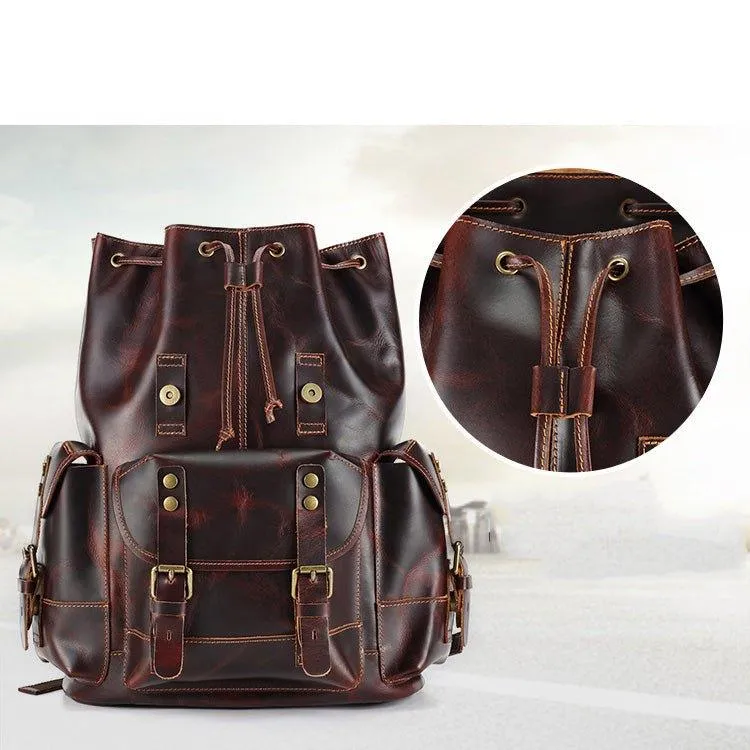Woosir Men's Vintage Leather Backpack for 17 Inch Laptop