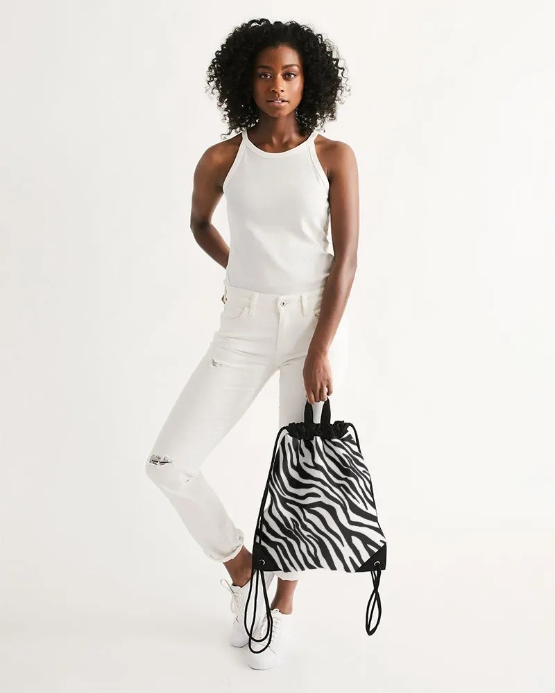 Zebra Print Canvas Drawstring Bag
